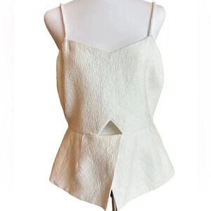 RW &  Co White Spaghetti Strap Peplum Top Size Large with stretch Lining